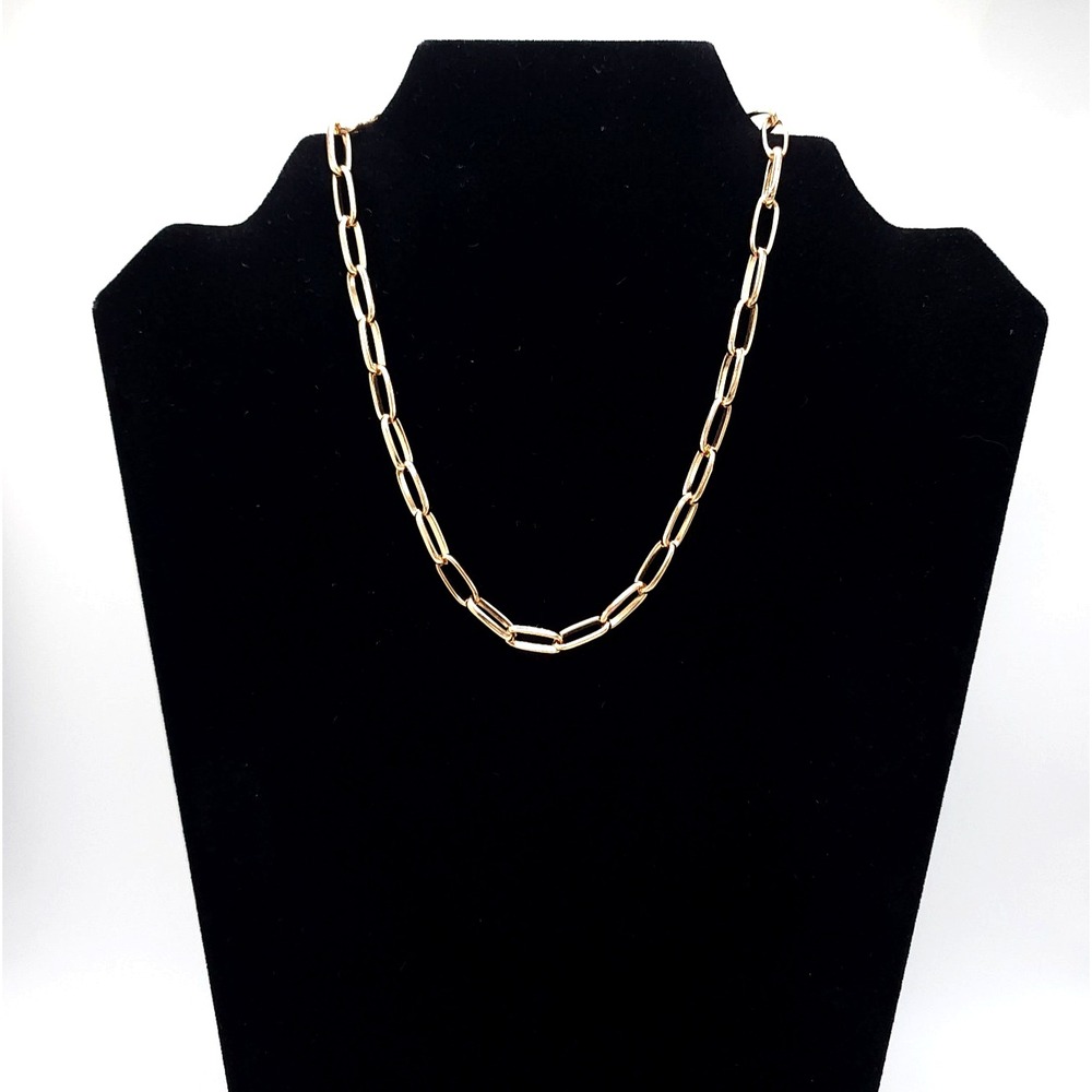 GUESS Gold Tone Paperclip Chain Choker Necklace Adjustable Signed Statement